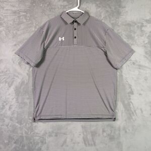 Under Armour Polo Shirt Adult XL Gray Black Performance Stretch Golf Striped Men
